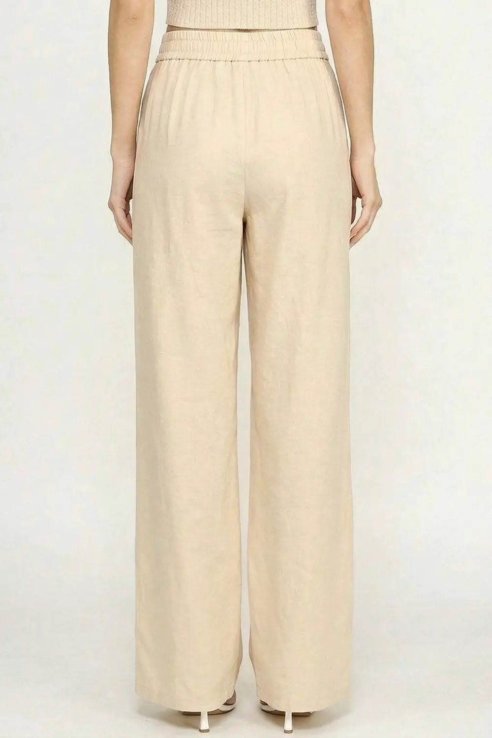 NEW MIX by TU / TRENDY U Pantalones de Lino de Pierna Ancha para Mujer - Pants