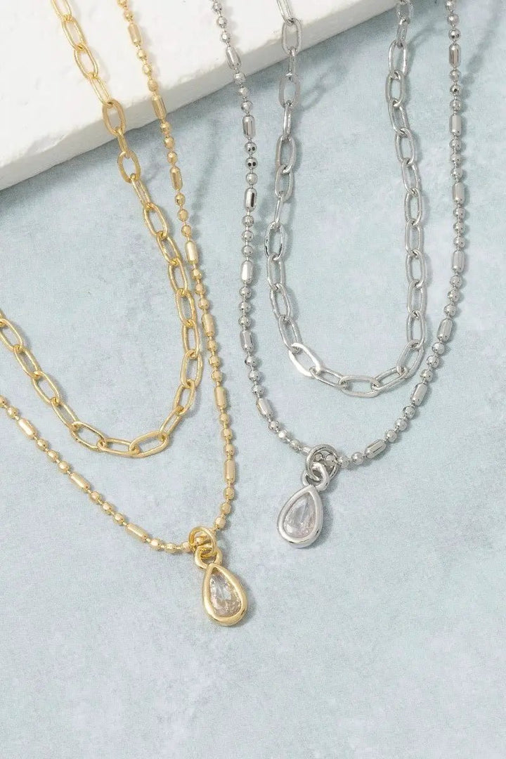 Collar de Cadena en Capas con Eslabones y Cuentas Bañado en Oro by Fame Accessories