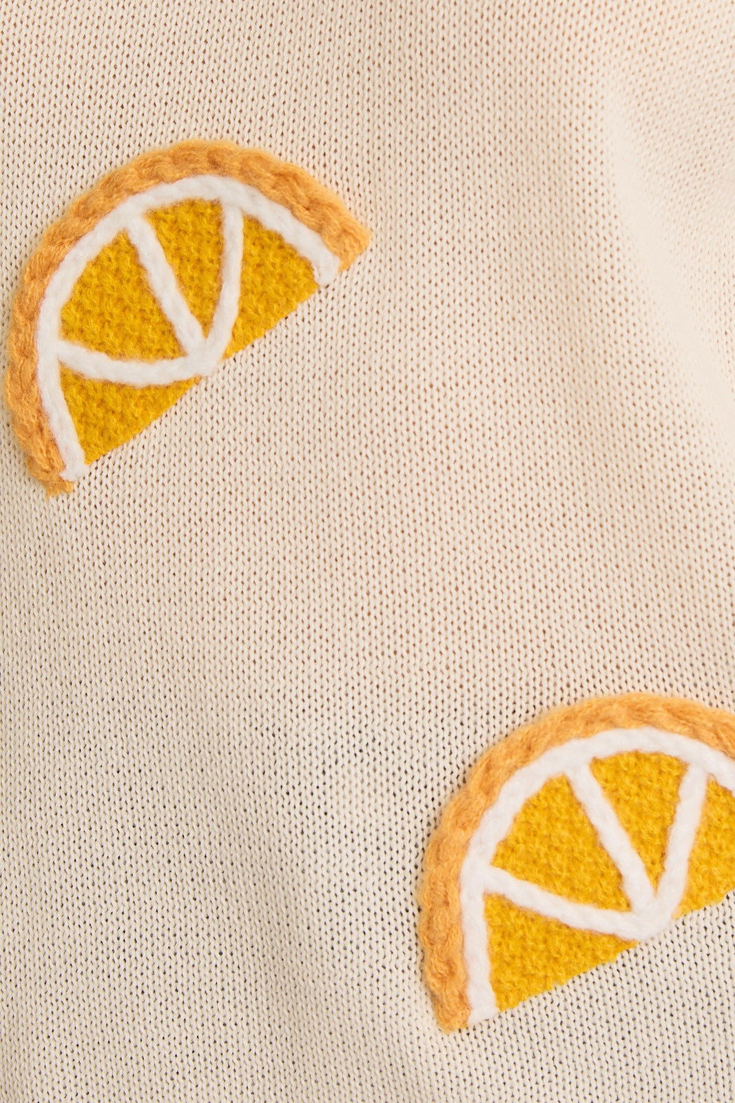 Chaleco de Punto Naranja con Gráfico de Fruta y Cuello Redondo