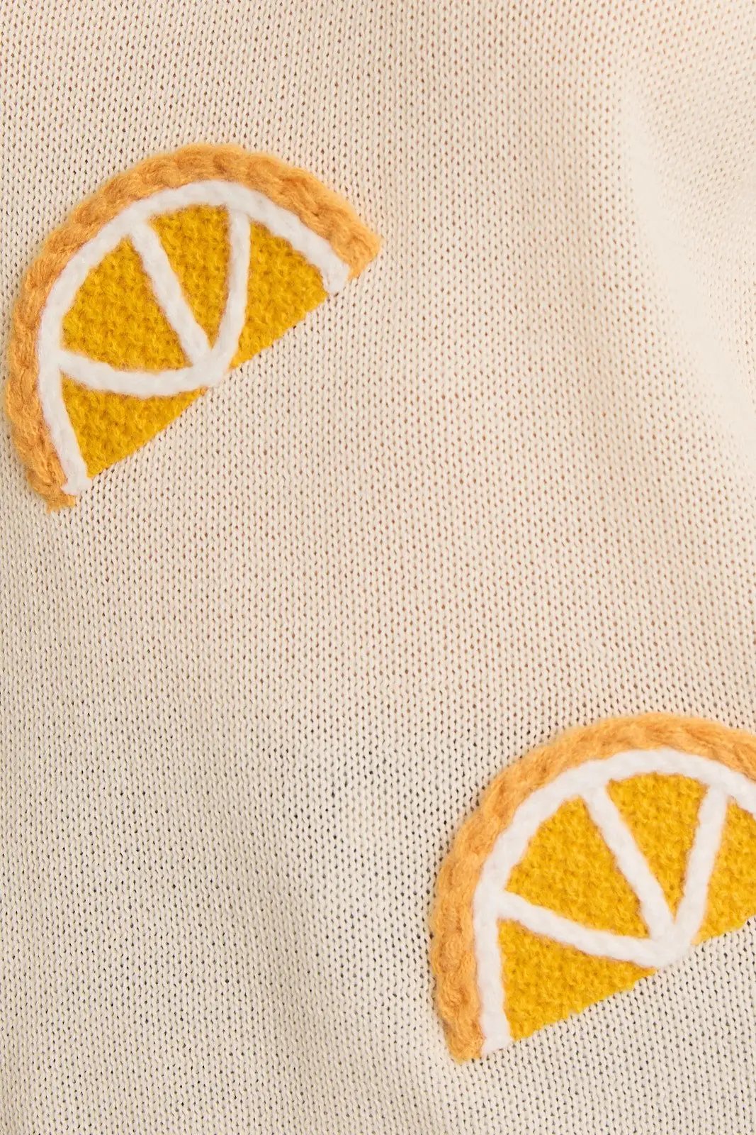 Gilli Round Neck Sleeveless Orange Patch Knit Top – Fruit Graphic Sweater Vest Top - Sweaters