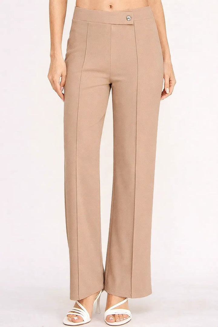 NEW MIX by TU / TRENDY U Pantalones de Tiro Alto con Pliegues y Botones - Estilo Boutique - Pants
