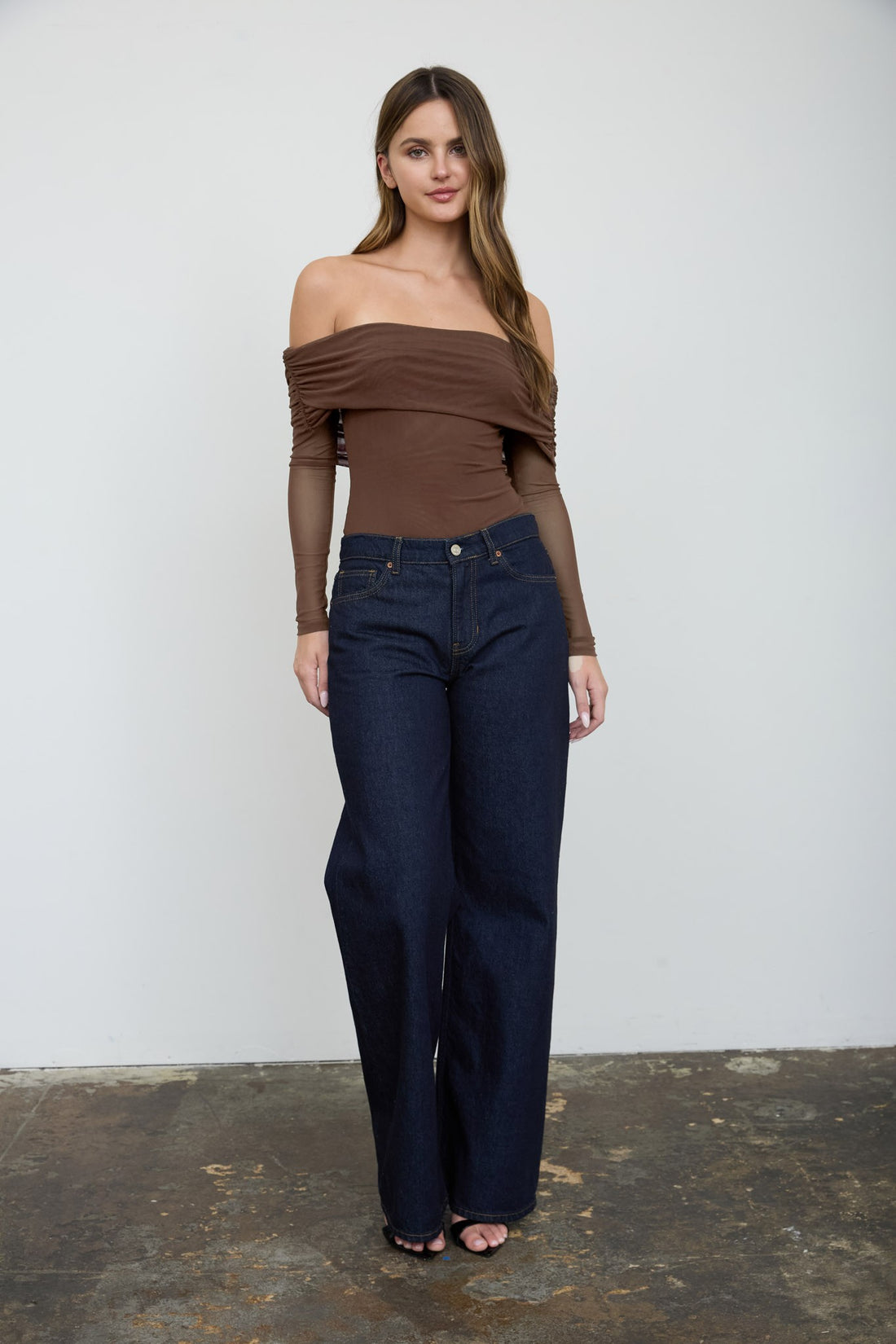 Body de Malla Transparente con Hombros Descubiertos - Estilo Boutique