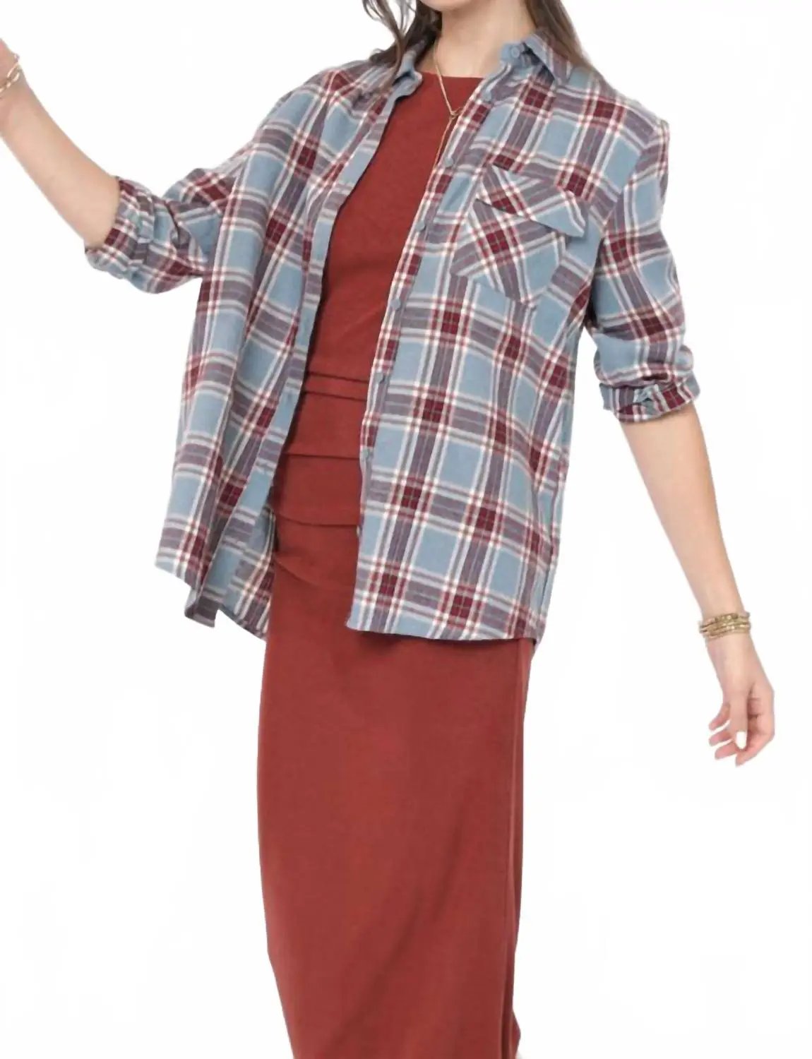 Blusa Azul camisa a cuadros by Yanet Collective