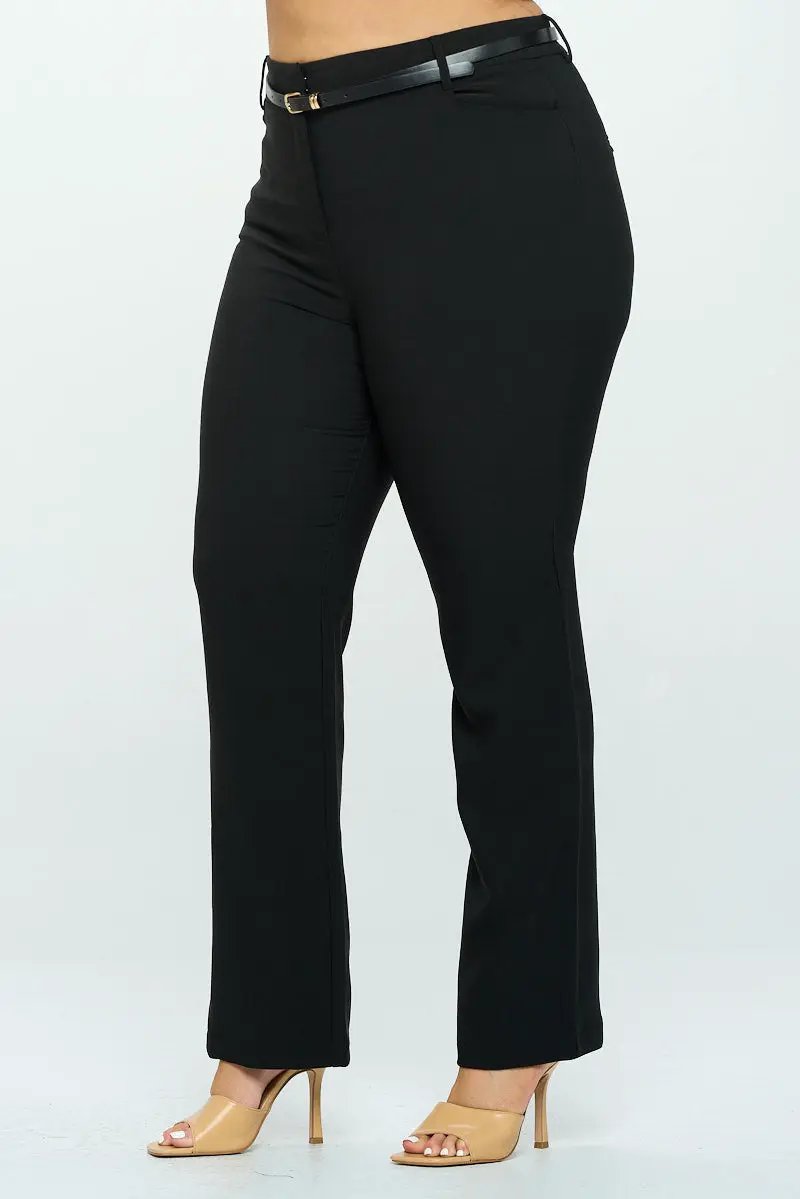 Pantalón Acampanado para Mujer en Poliéster y Spandex Talla Extra Negro by CHOCOLATE