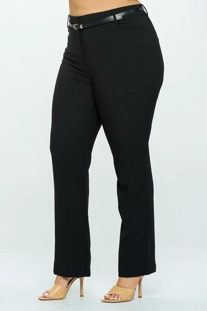 Pantalón Acampanado para Mujer en Poliéster y Spandex Talla Extra Negro by CHOCOLATE