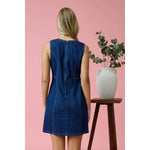 Vestido Azul de Mezclilla Sin Mangas con Cuello Redondo