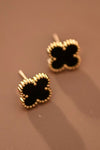 Aretes Stud de Acero Inoxidable con Oro 18K – Trébol, Impermeables