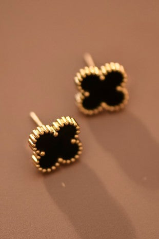 Aretes Stud de Acero Inoxidable con Oro 18K – Trébol, Impermeables