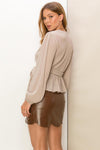 Blusa manga larga color mocha