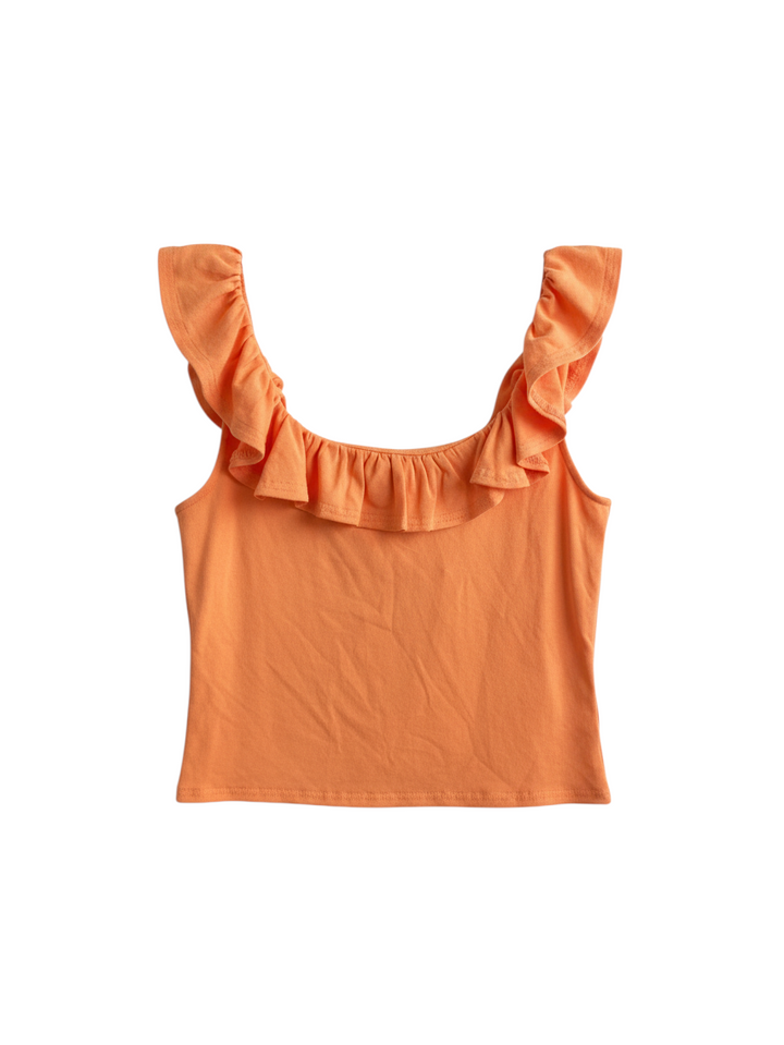Top Sin Mangas con Volantes y Escote Cuadrado - Estilo Boutique