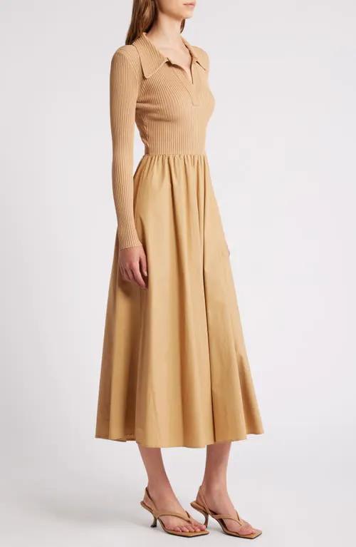 Vestido Beige Falda Linea A Manga larga by Yanet Collective