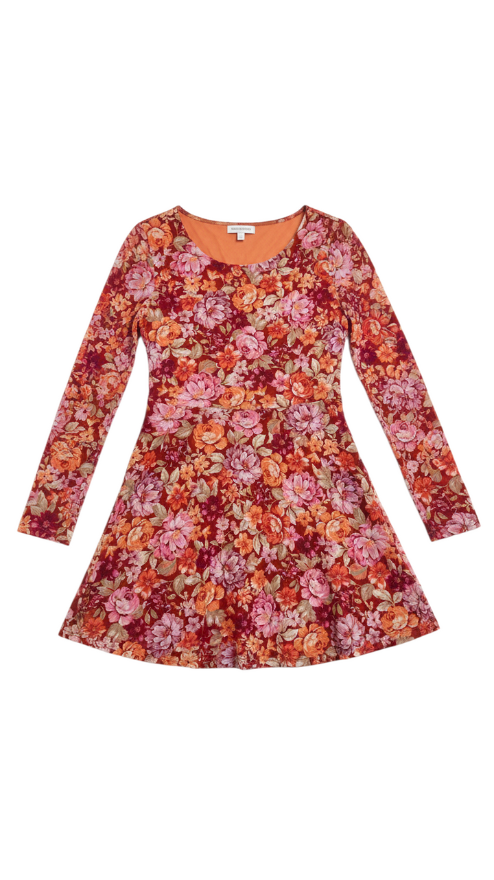 Vestido Corto Floral de Manga Larga con Detalle en Cintura - Estilo Boutique