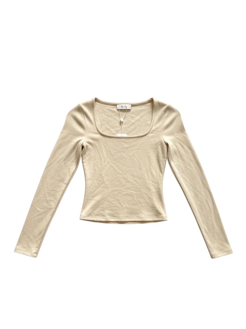 Blusa de Manga Larga con Escote Cuadrado y Textura Artesanal - Estilo Boutique