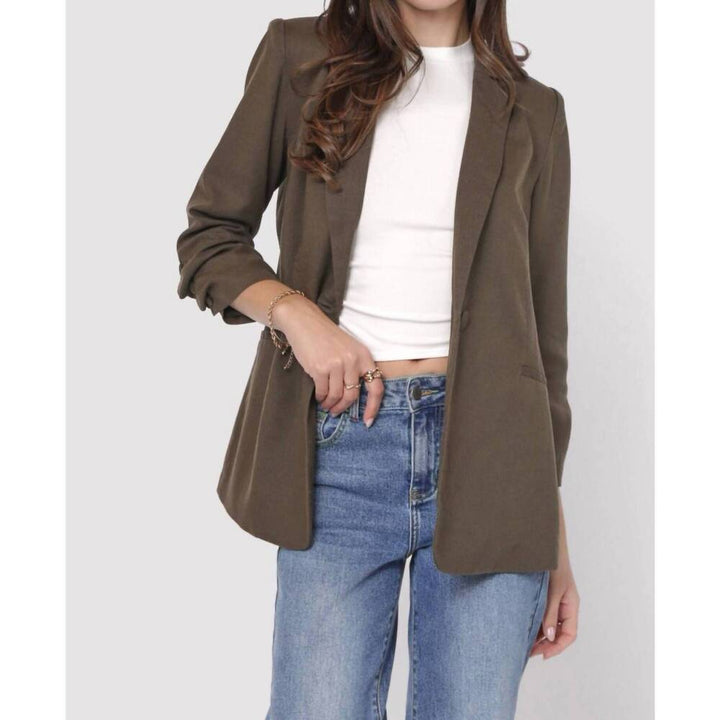 Blazer Sastre Marrón con Mangas Remangadas - Estilo Boutique