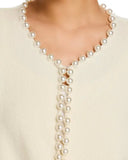 Suéter Cardigan Blanco Aperlado