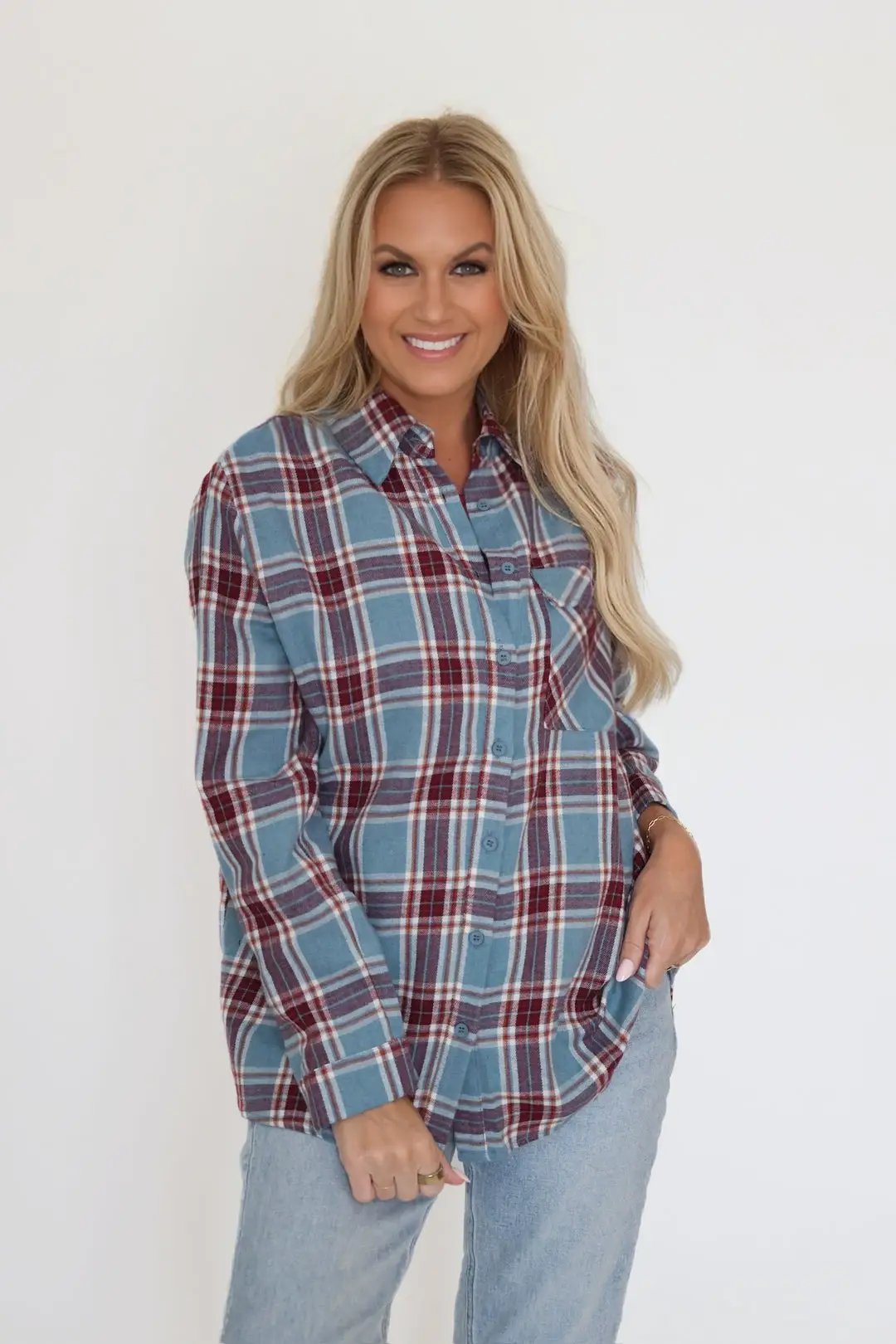 Blusa Azul camisa a cuadros by Yanet Collective