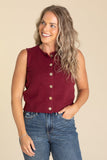 Chaleco suéter burdeos con botones – tejido suave