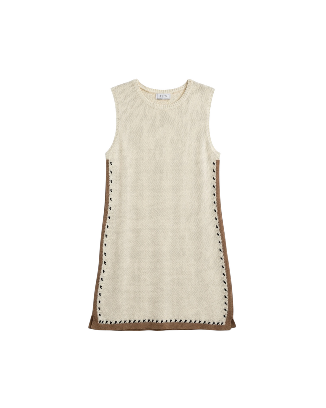 Túnica de Punto Crema sin Mangas con Detalle Lateral - Estilo Boutique