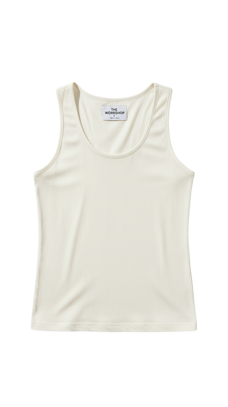 Top Sin Mangas Escote Redondo Crema - Estilo Boutique