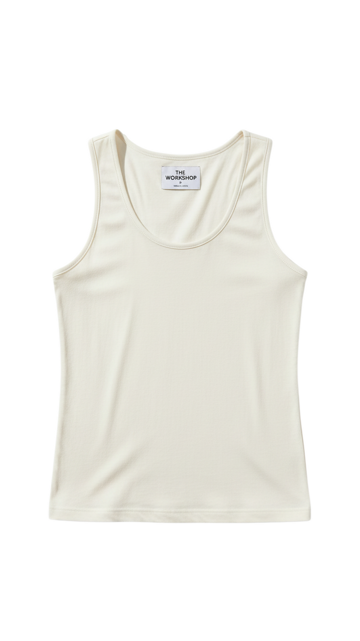 Top Sin Mangas Escote Redondo Crema - Estilo Boutique