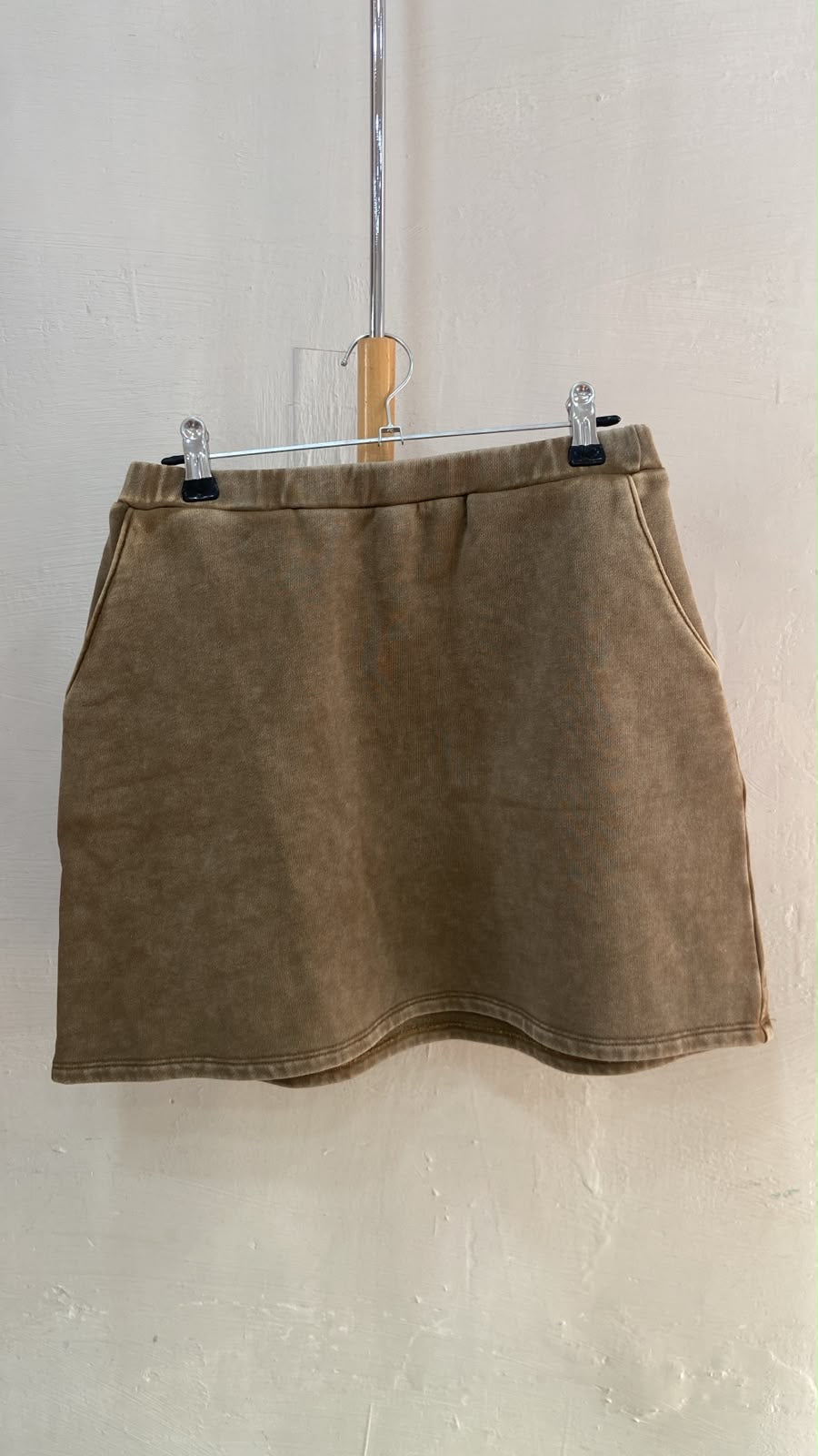 Brown Casual Mini Skirt with Side Pockets