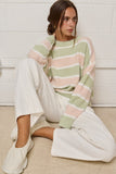 Suéter Mujer Fuzzy Rayas Multicolor Verde Rosa Pastel - Ropa de Dama