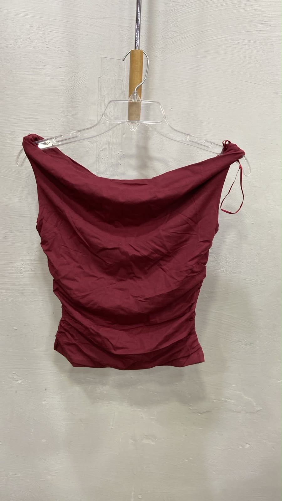 Burgundy Sleeveless Ruched Top with Drawstring Detail