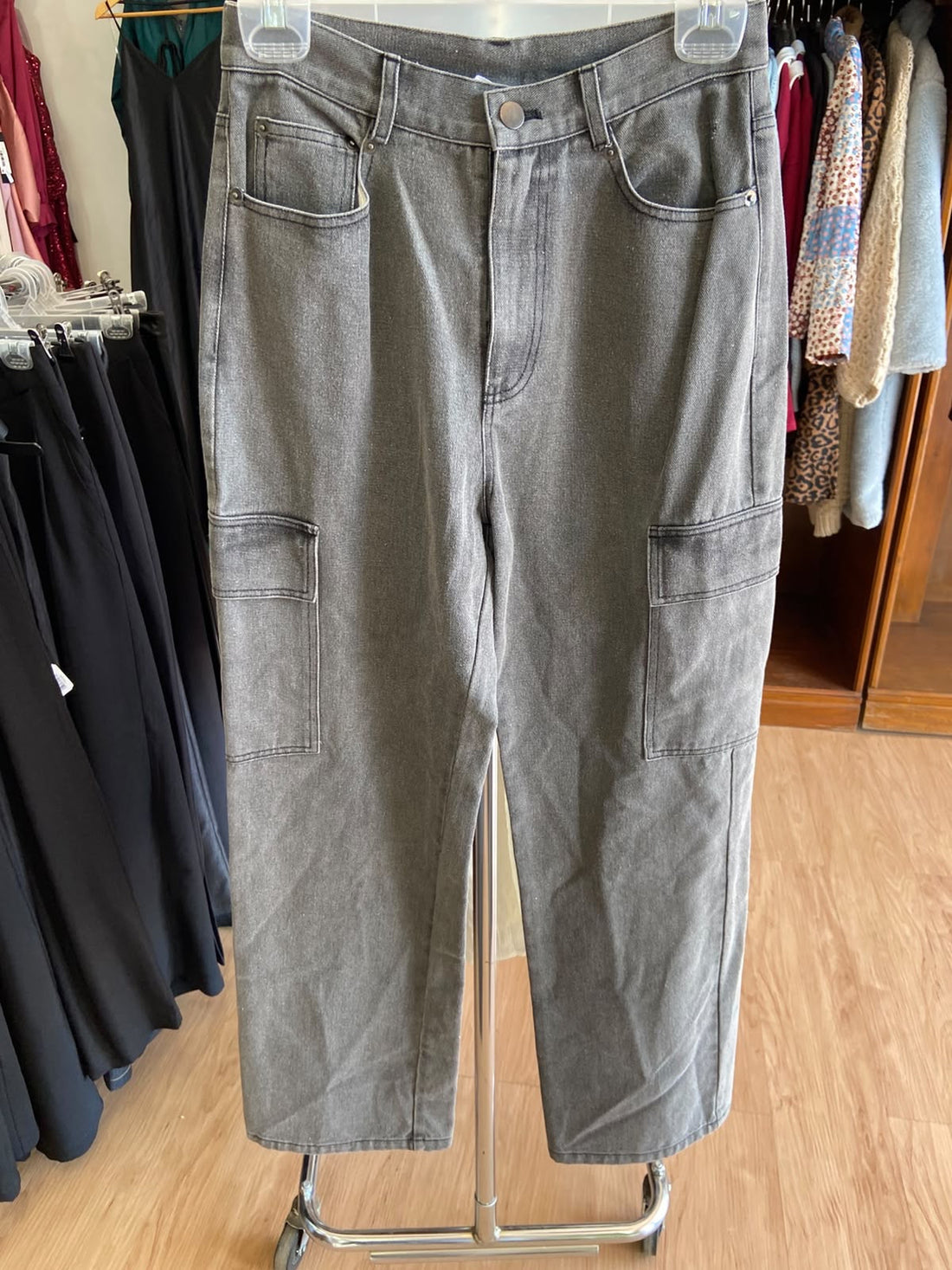 Pantalones Cargo de Mezclilla Gris - Estilo Boutique Urbano