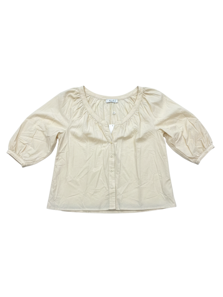 Blusa Crema de Botones con Pliegues - Estilo Boutique