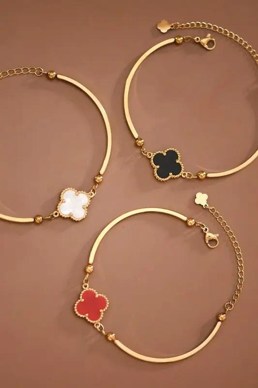 Pulsera Cadena Acero Inoxidable 18K Oro – Trébol, 7" + Extensor 2" by Yanet Collective