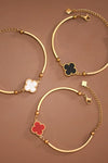 Pulsera Cadena Acero Inoxidable 18K Oro – Trébol, 7" + Extensor 2"