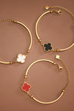 Pulsera Cadena Acero Inoxidable 18K Oro – Trébol, 7" + Extensor 2"