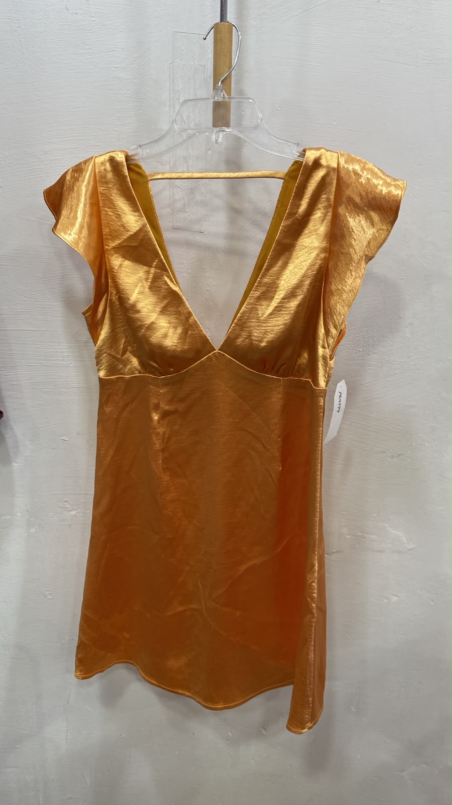 Gold Flutter Sleeve V-Neck Top with Sheen