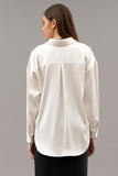 Blusa manga larga blanca satin beige