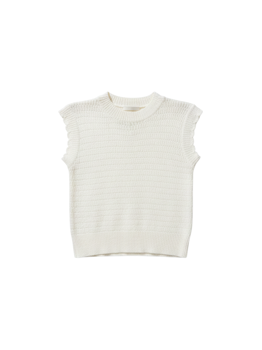 Top de Punto Texturizado Blanco con Volantes - Estilo Boutique