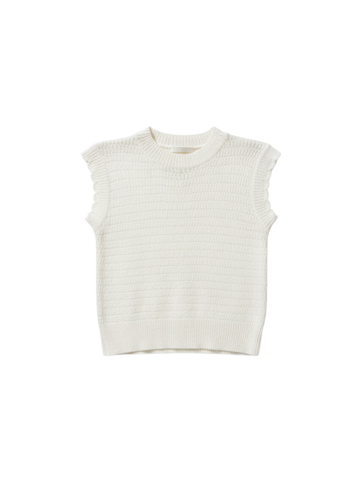 Top de Punto Texturizado Blanco con Volantes - Estilo Boutique