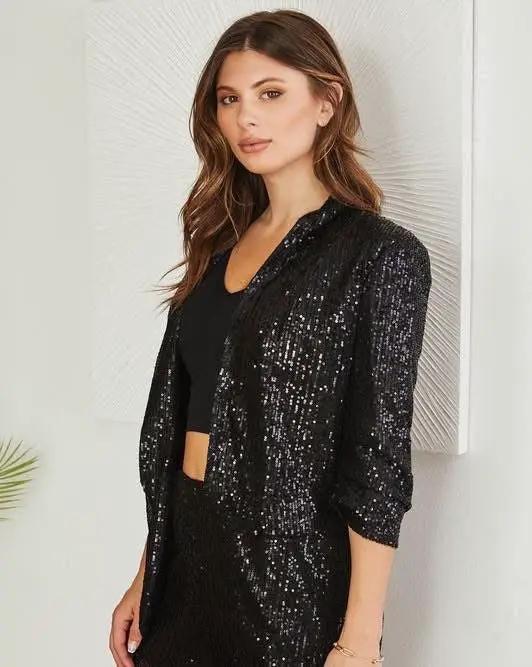 Blazer con Lentejuelas y Mangas 3/4 by Yanet Collection