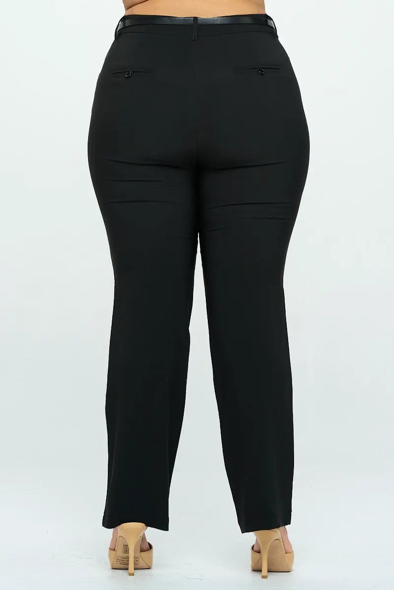 Pantalón Acampanado para Mujer en Poliéster y Spandex Talla Extra Negro by CHOCOLATE