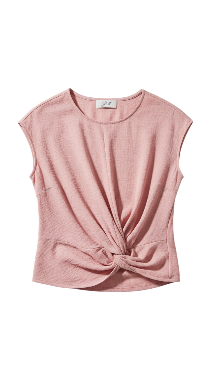 Rose Short Sleeve Knotted Top