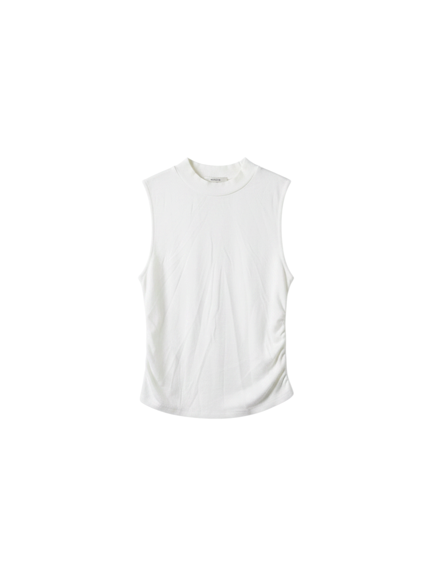 Top Sin Mangas Cuello Alto Blanco - Silueta Ajustada Elegante