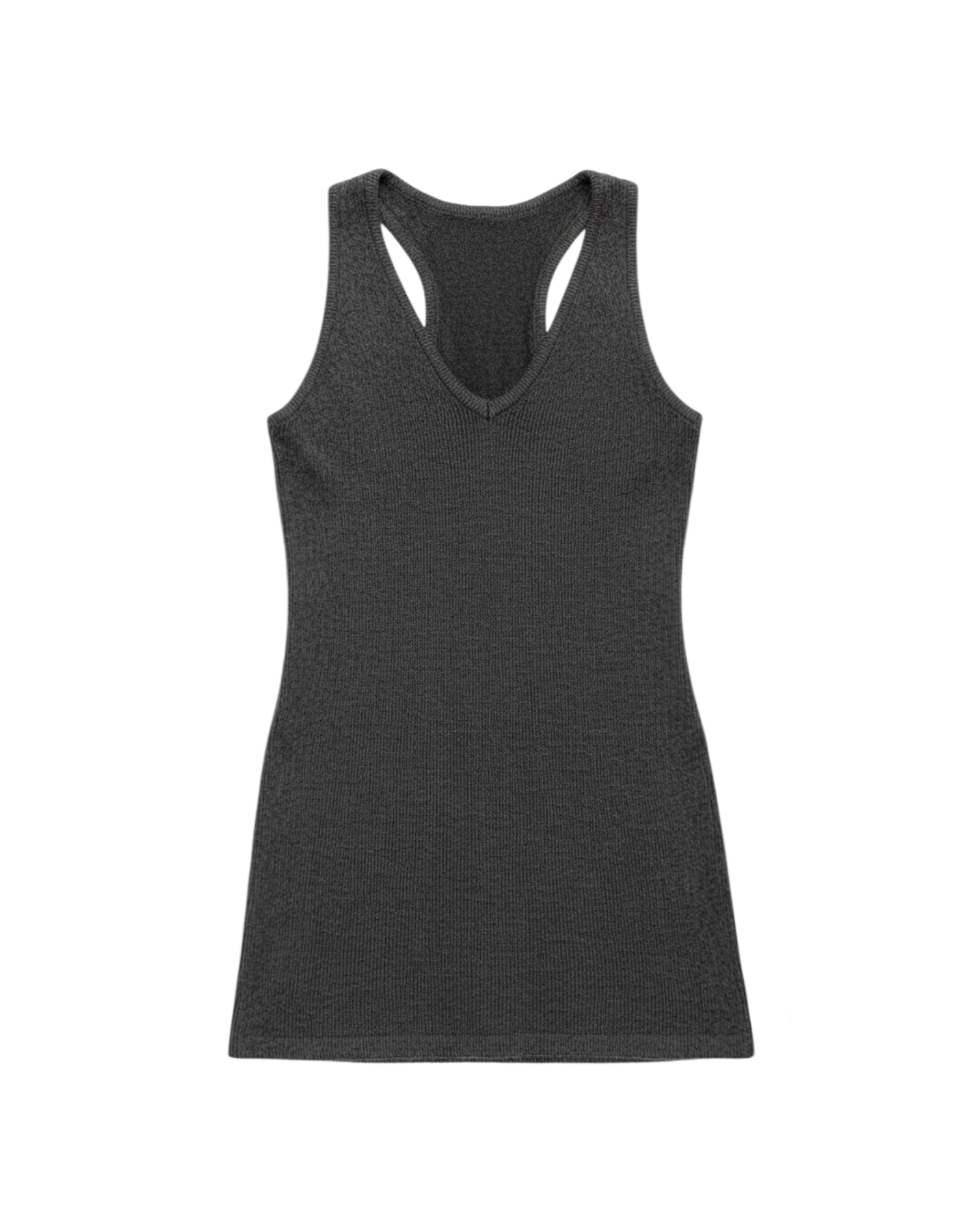 Vestido midi Yanet Collective de punto color carbón sin mangas con escote en V y espalda deportiva