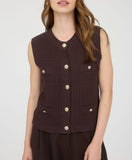 Chaleco tejido cafe abotonado