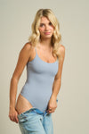 Bodysuit Básico Cami Mujer Azul Gris Ajustado Con Tirantes Spaghetti