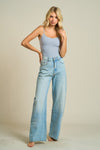 Bodysuit Básico Cami Mujer Azul Gris Ajustado Con Tirantes Spaghetti