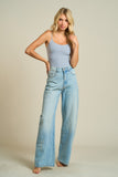 Bodysuit Básico Cami Mujer Azul Gris Ajustado Con Tirantes Spaghetti