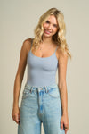 Bodysuit Básico Cami Mujer Azul Gris Ajustado Con Tirantes Spaghetti