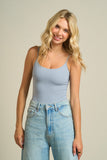 Bodysuit Básico Cami Mujer Azul Gris Ajustado Con Tirantes Spaghetti
