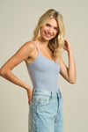 Bodysuit Básico Cami Mujer Azul Gris Ajustado Con Tirantes Spaghetti