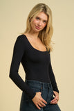 Bodysuit Manga Larga Cuello Cuadrado Negro - Ropa de Dama Elegante y Versátil