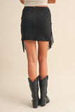 Falda mini de gamuza Negra con flecos – estilo western